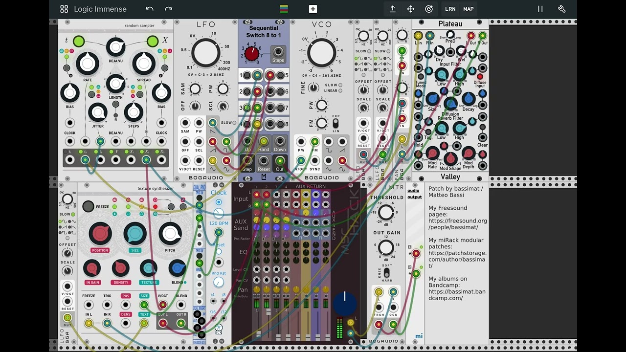 Logic Immense - Random FM Modulation with Granular Synthesis on Top Patch for miRack iPad 