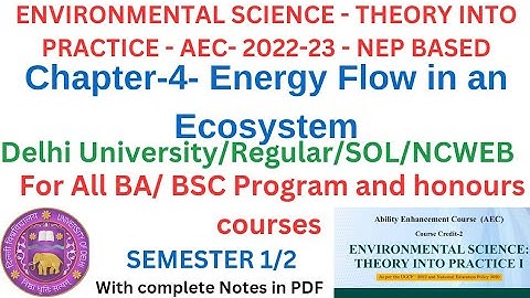 Environmental Science-Theory into practice- SEM 1/2 - DU/SOL/NCWEB/ REGULAR- AEC Chapter 4 Explained