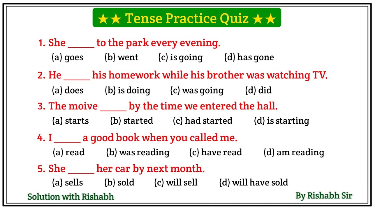 Tense practice test | Tense practice questions ssc | Tense in english grammar | Tense mcq test