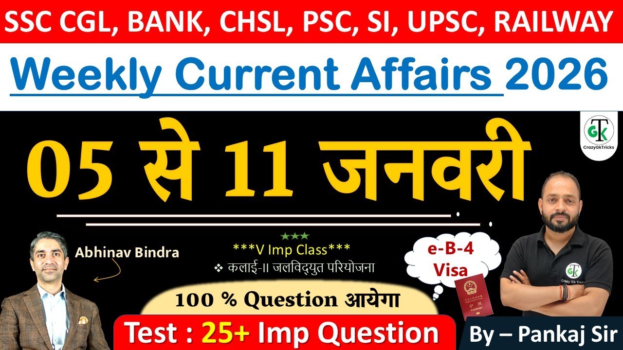 05 - 11 January 2026 Weekly Current Affairs | Most Important Current Affairs 2026 | CrazyGkTrick