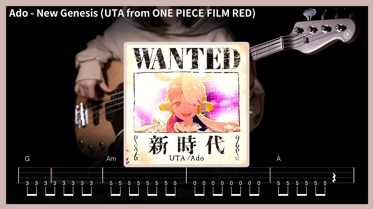 120. Ado - New Genesis[新時代] (UTA from ONE PIECE FILM RED) 【★★★☆☆】 (Bass Cover) | 베이스 악보[TAB]
