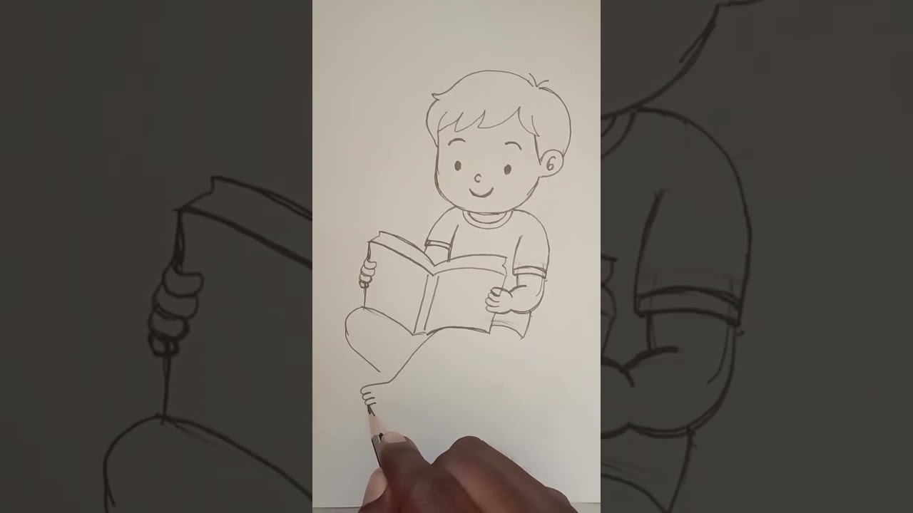 a boy is sitting and reading story Book near the river