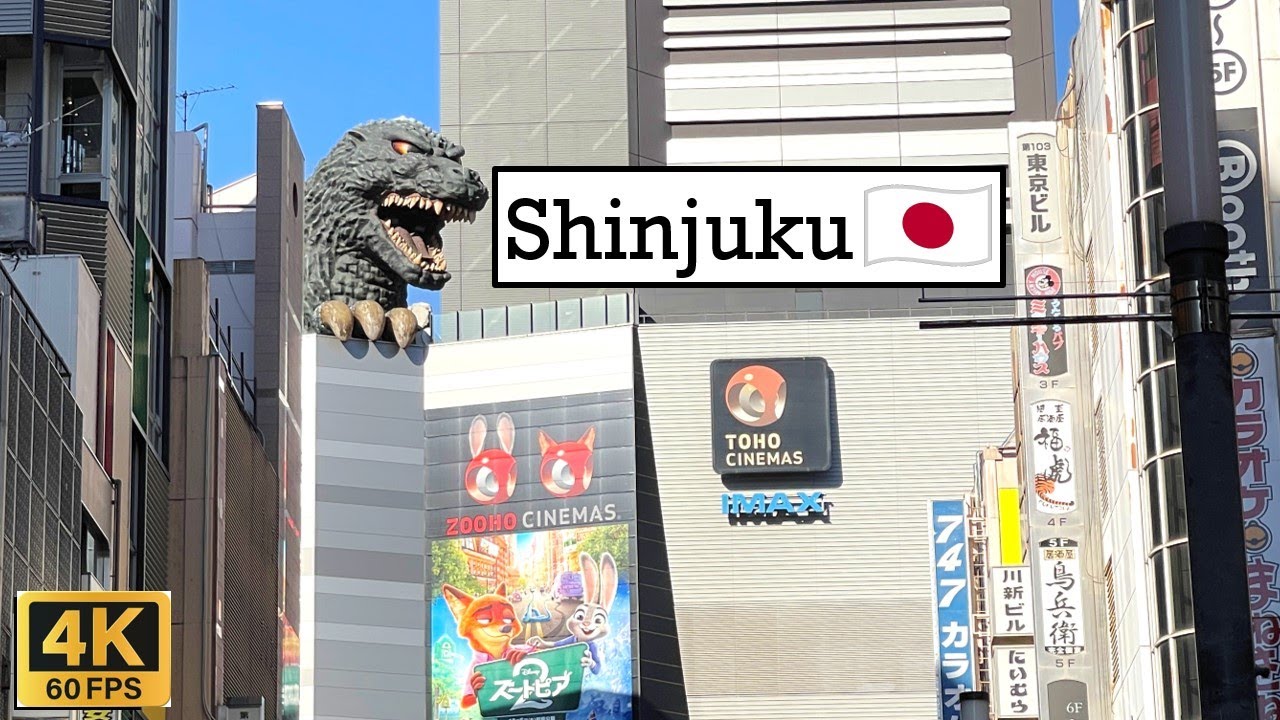 Shinjuku on a sunny morning | 4K 60 fps in Japan 
