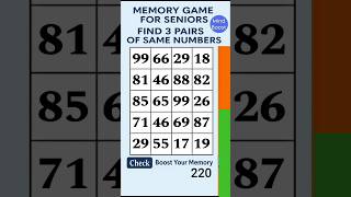 Simple Brain Challenge for Seniors - Boost Your Focus Match the Numbers