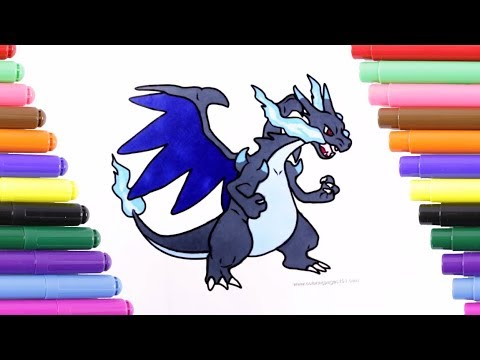 how to paint new pokemon mega charizard x coloring page for kids coloring book youtube