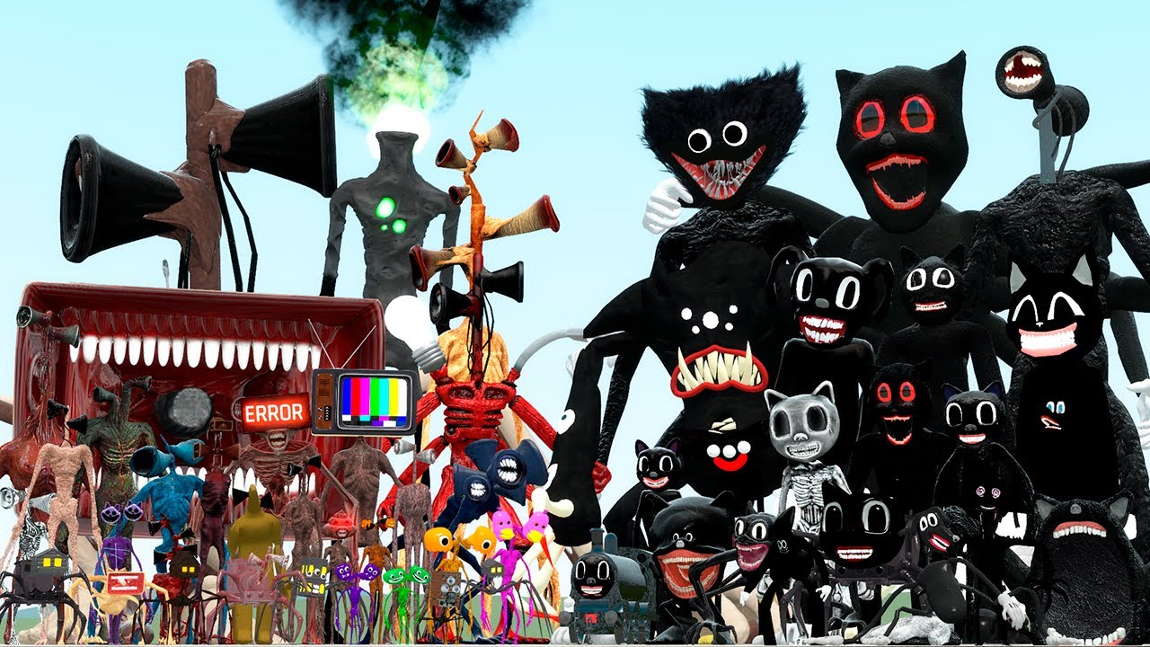 ALL SIREN HEAD TAPES VS CARTOON CAT FAMILY (Garry's Mod)