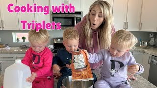 Cooking breakfast with Triplets?!?.....Watch the chaos...