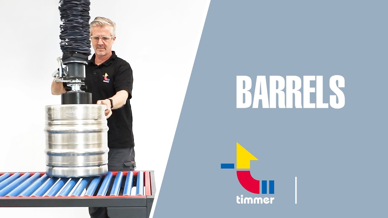 Timmer vacuum hose lifter - barrels, two-hand operation