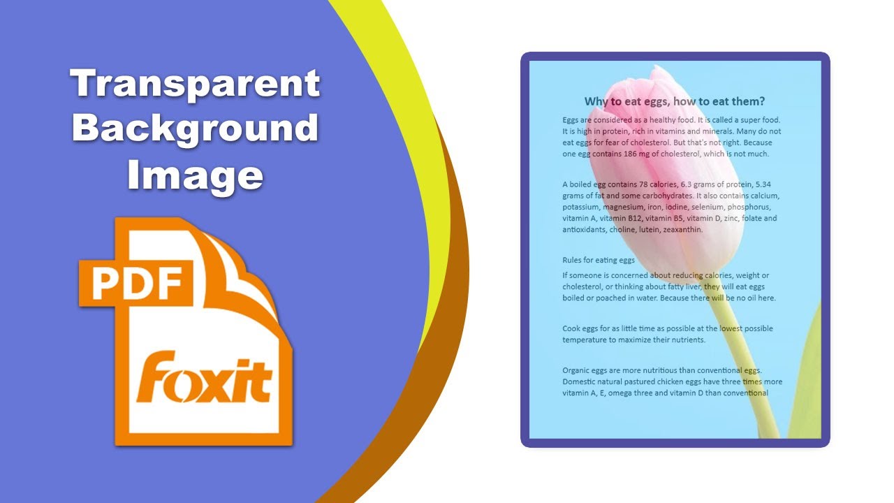 How to transparent a background image in a pdf file in Foxit PDF Editor ...