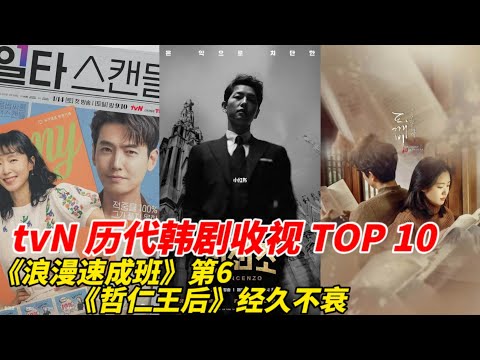 tvN历代韩剧收视TOP10！《浪漫速成班》刷新纪录超越《王后伞下》!《我们的蓝调时光》几乎垫底，《哲仁王后》也只排第五！而冠军难超越，连《鬼怪》都只排第二！#《浪漫速成班》#韩剧安利#韩剧推荐