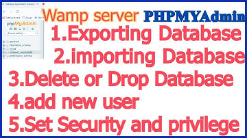 PHP MyAdmin import | export | Delete | Drop | set password |  WAMP server import | export | Delete