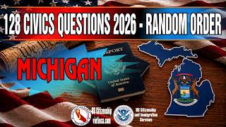 128 Civics Questions 2026 Michigan | U.S. Citizenship Test | Random Order