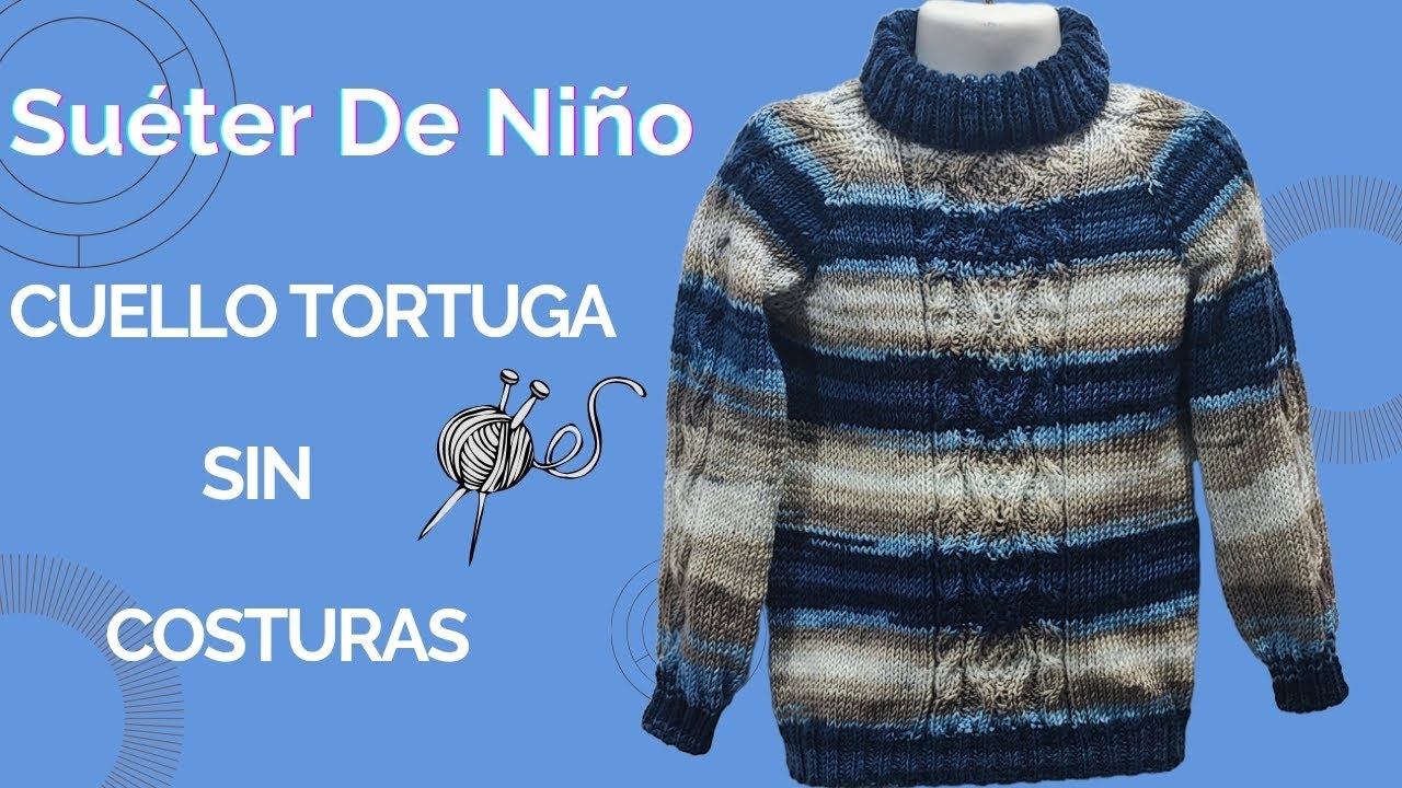 Suéter de Niño Cuello tortuga Sin Costuras Tejido a dos Agujas