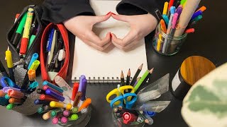 ASMR ✨ | Testing and sorting markers and pens | Clicking, rummaging, writing, soft speaking