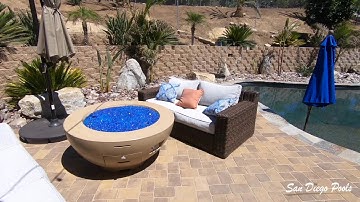 San Diego Pools - Freeform Pool and Spa with Jumping Rocks and Fire Pit