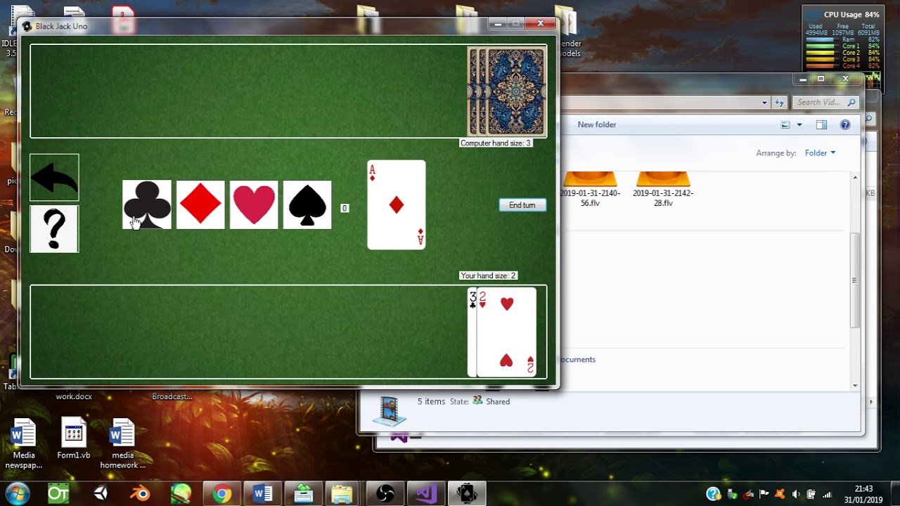 VISUAL BASIC BLACK JACK GAME - COMPUTING 2019 COURSEWORK AQA - YouTube