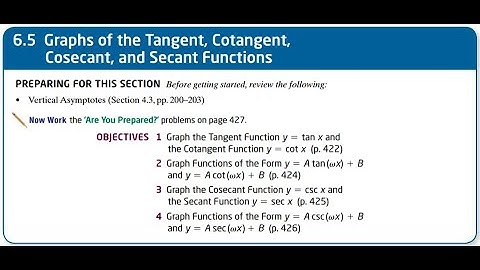 Section 6.5 - Graphs of the Tangent, Cotangent, Cosecant, & Secant Functions