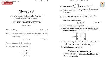 BSC 1ST SEM CS APPLIED MATHEMATICS 1ST NP NOV 2019 | CCSU