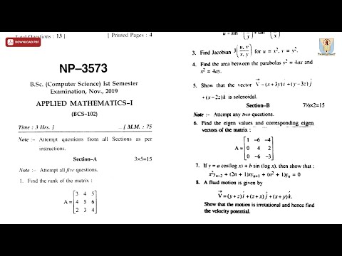 BSC 1ST SEM CS APPLIED MATHEMATICS 1ST NP NOV 2019 CCSU