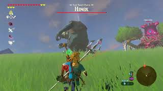 Hinox and Guardian battle in Zelda: Breath of the Wild