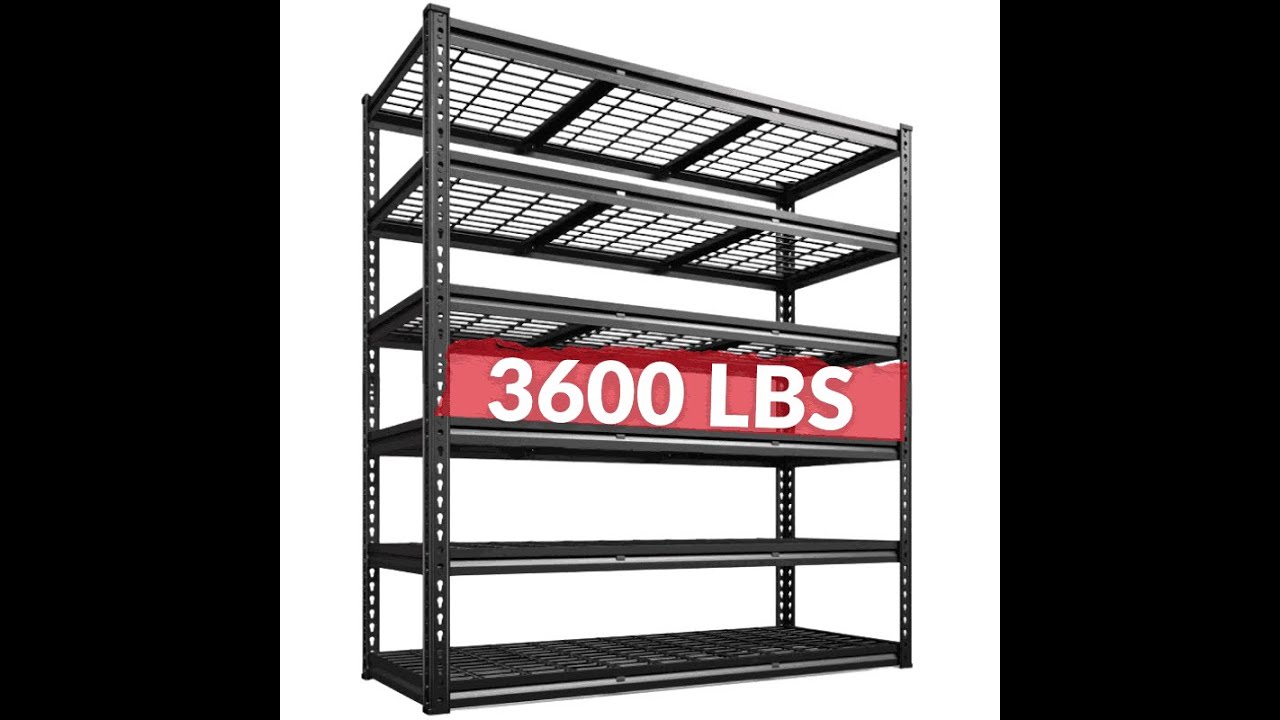 REIBII 48"W Garage Shelving DIY 6-Tiers Adjustable Shelves for Warehouse, Basement