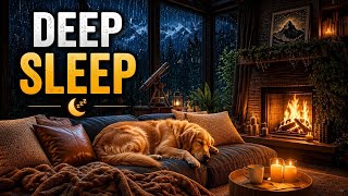 Cozy Ambience: Sleeping Dog by the Fire & Gentle Rain Outside screenshot 5