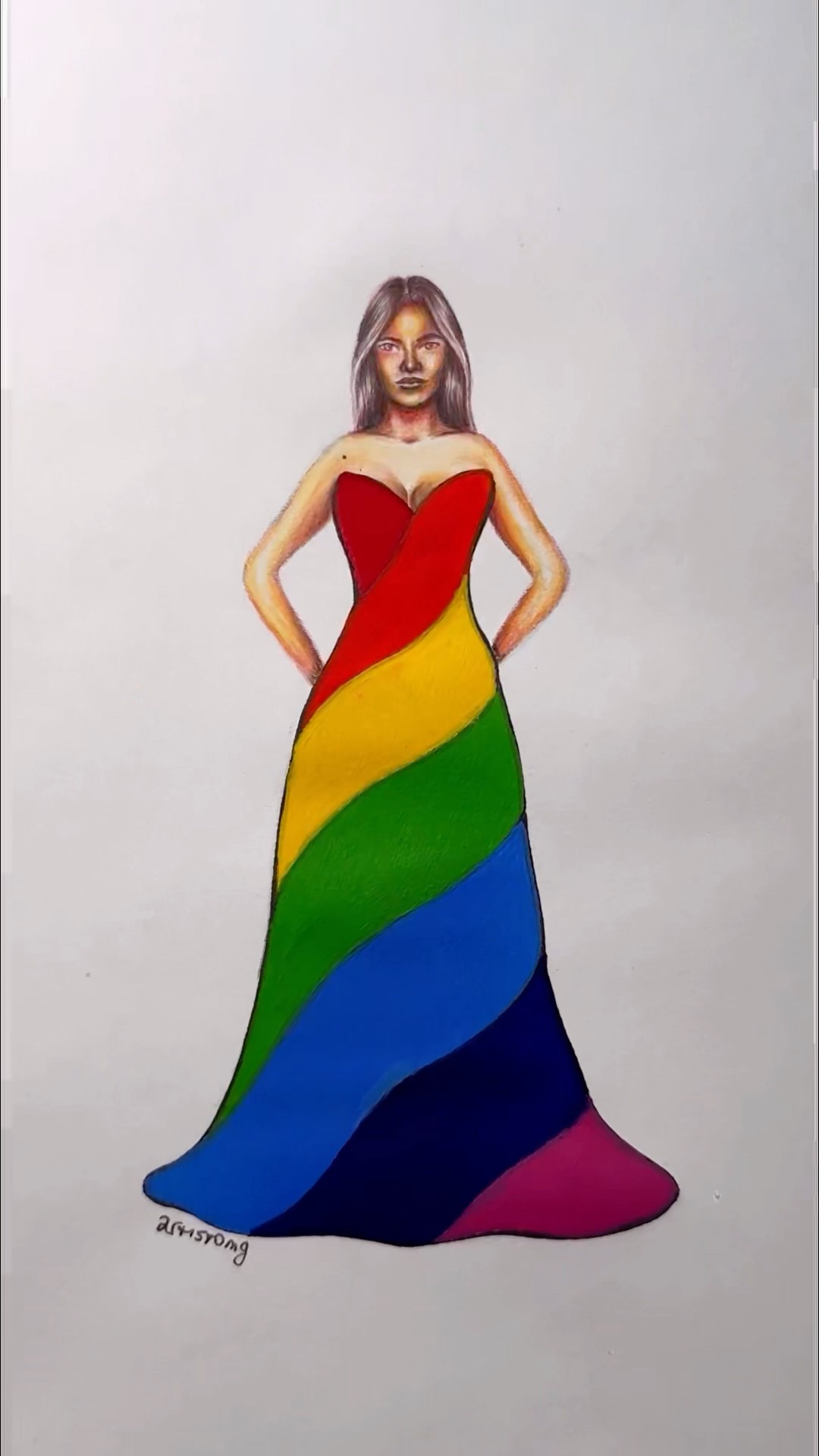 Coloring a Dress! ?✨? Fashion Design with Acrylic Technique! ? #shortsart