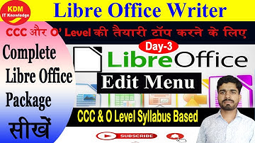 CCC Live Class Libre Office Writer Edit Menu || Complete Edit Menu  | CCC Exam 2022