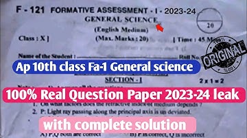 Ap 10th class Fa1 science 💯real question paper 2023-24 leak|10th class ps&ns fa1 question paper 2023
