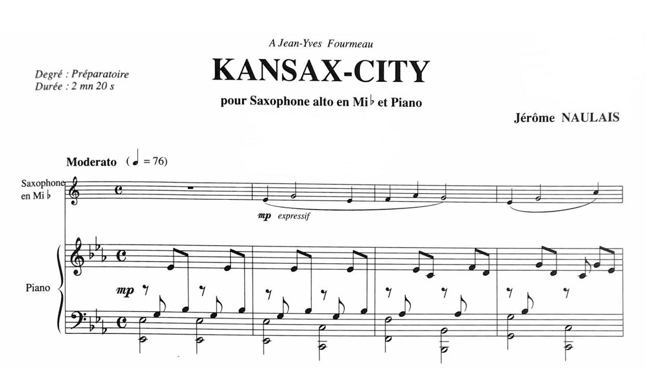 "Kansax City" for Alto Sax & Piano by Jerome Naulais (*1951)