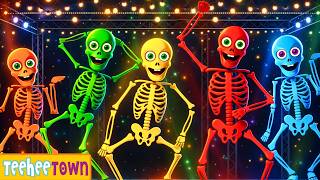 Five Skeletons At Midnight Party Rock & Roll Madness | Spooky Songs For Kids By Teehee Town