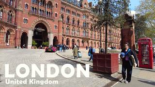 London Walking Tour: Euston Station to Kings Cross &amp; Coal Drops Yard - 4K