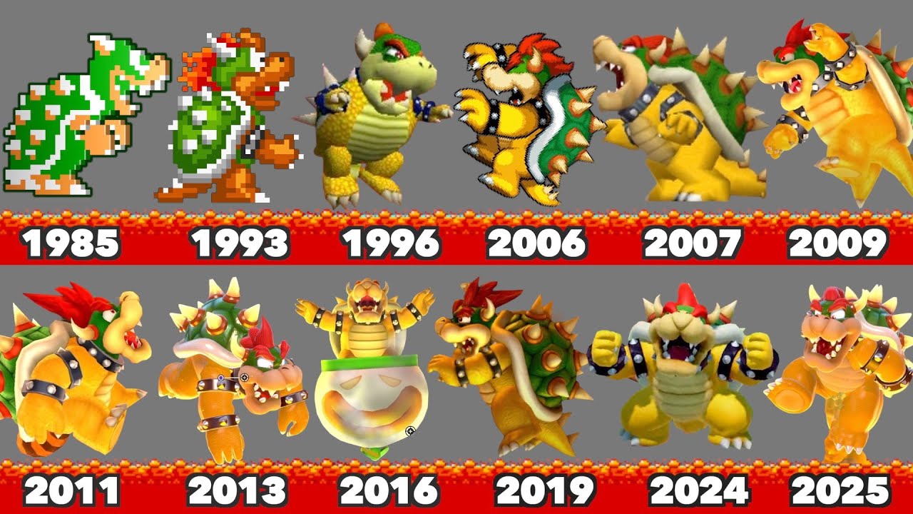 Evolution of Bowser Dying in the Lava in Lego and Game {1985-2025}