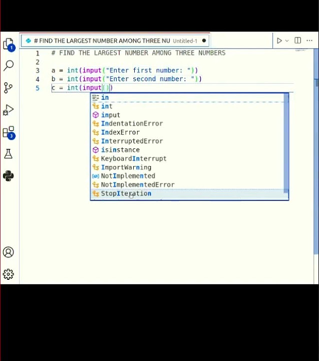 Find the largest number in python shorts youtube