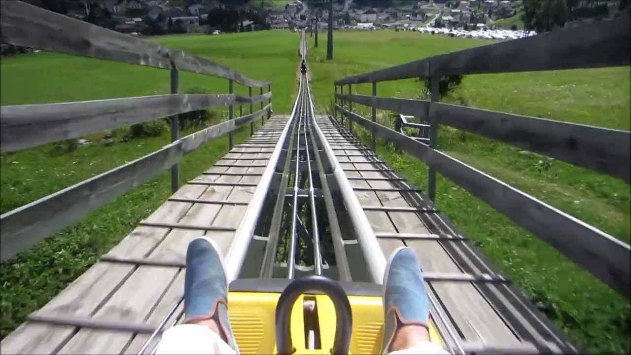 Europe's Longest Toboggan Run! Pradaschier, Switzerland
