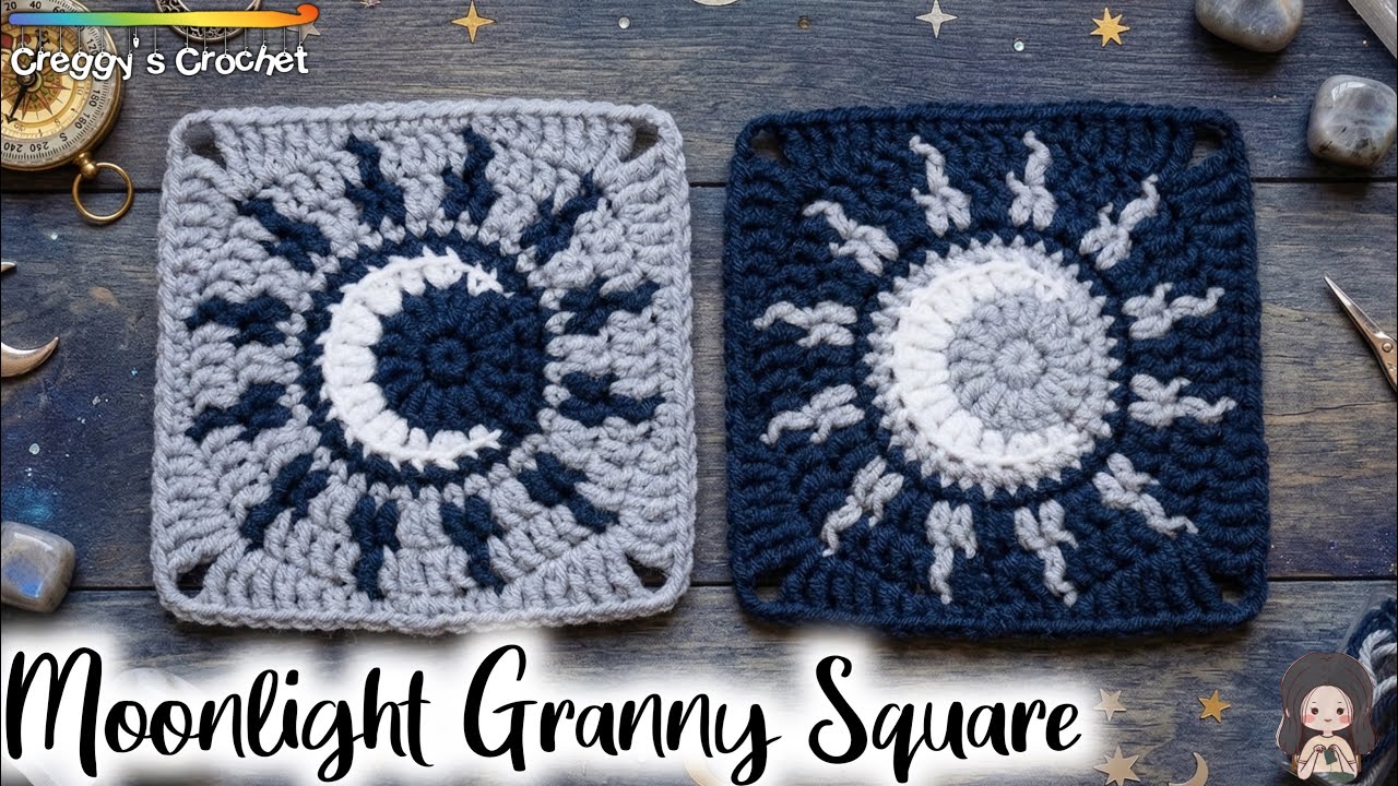 🌙 Crochet “Moonlight” Granny Square | Tutorial 🌙