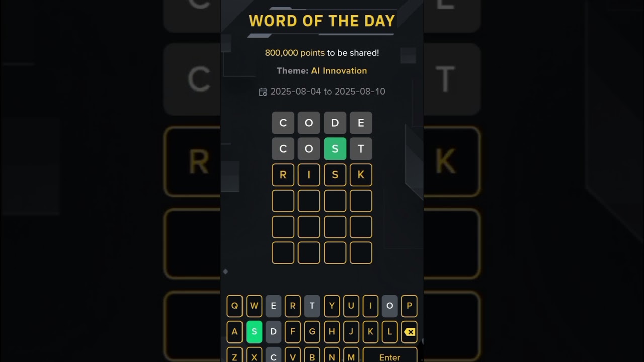 Binance word of the day.. Theme AI Innovation.. 4 letters word.. 