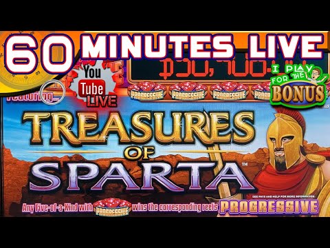 🔴 60 MINUTES LIVE ★ TREASURES OF SPARTA SLOT MACHINE ★ SUPER MULTI PROGRESSIVE