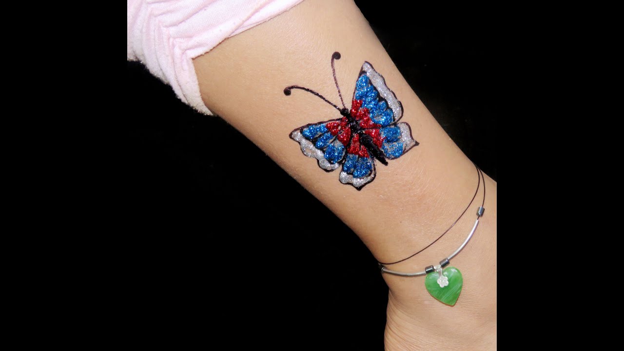 temporary tutorial tattoo Temporary DIY Easy Tutorial Tattoo Glitter Butterfly