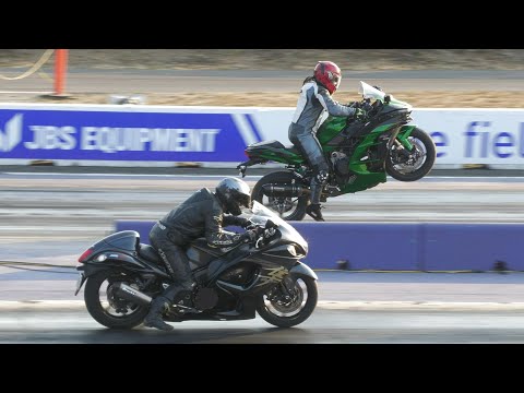 Ninja H2 SX vs Hayabusa - superbikes drag racing