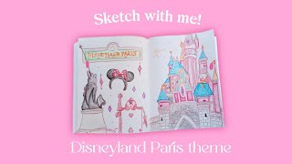 Draw with me 🏰✨️ Disneyland Paris themed sketchbook art, coloured pencils 🧚‍♀️ ASMR drawing sounds