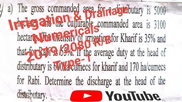 Irrigation & Drainage Numerical-2079/2080 R/B(DCE) Discharge=??🤔