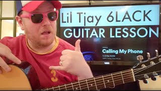 How To Play Calling My Phone Guitar Lil Tjay 6LACK // easy guitar tutorial beginner lesson chords
