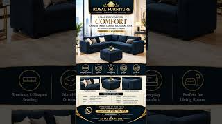 Denver Fabric Corner Sectional Sofa with Matching Ottoman UK Royal Furniture Logo Crafting  #london
