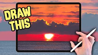 IPAD PAINTING MADE EASY -  Sea Sunset seascape Procreate tutorial screenshot 1