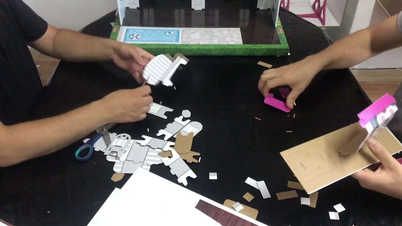 17 PARÇA 3 BOYUTLU MAKET MOBİLYALI OYUN EVİ KARTON MAKET EV YouTube