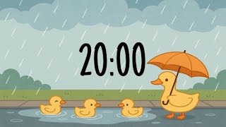 20 Minute Countdown Timer | Rainy Day Ducks | Rain Background Music Net Worth