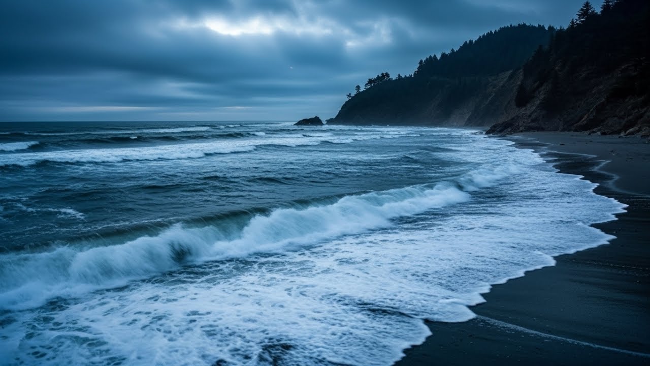 Night Ocean Soundscape 🌙 Calm Beach Waves to Ease Anxiety and Relax the Body