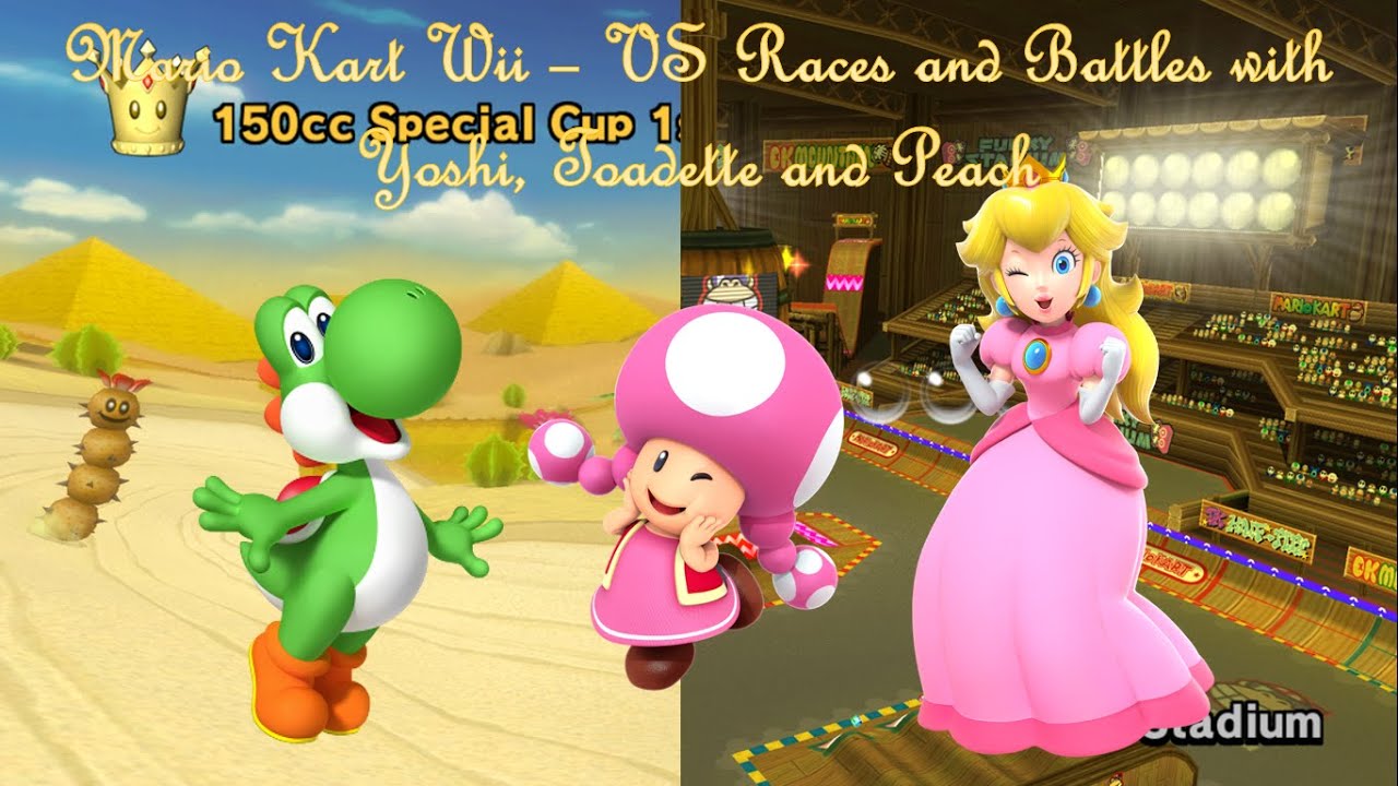 Mario Kart Wii - Team VS Races and Battles with Yoshi, Toadette and Peach (400 Subscriber Special)