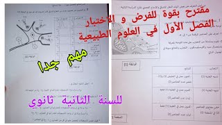 مقترح بقوة للفرض و الاختبار الفصل الأول في العلوم الطبيعية للسنة الثانية ثانوي